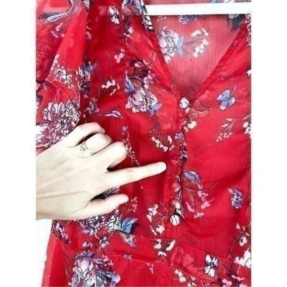 Anthropologie Ranna Gill Keira Red Floral‎ Dress Size XS - Picture 4 of 12